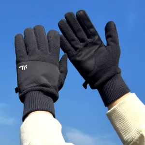 Gants chauds d'hiver en polaire pour hommes écran tactile cyclisme conduite épais noir
