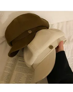 Casquette octogonale rétro pour femme chapeau style vintage automne hiver mode chic couvre-chef
