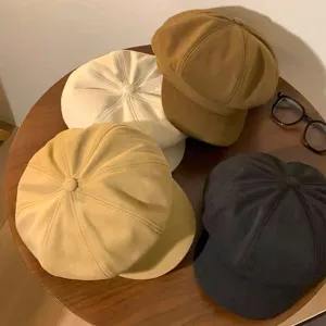 Casquette style britannique femme rétro automne hiver octogonale polyvalente lot.