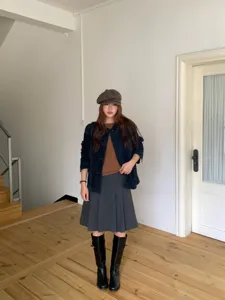 Koreanische gepunktete Schiebermütze für Damen, vintage braune Herbst Winter Barett.