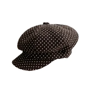Damen braune gepunktete Newsboy Mütze Vintage Baskenmütze Herbst Winter Achteckige Malermütze