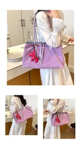 Koreaanse casual contrastkleur shopper tas voor dames grote capaciteit schouder forensentas