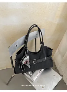 Koreaanse stijl gestreepte shopper tas, chique schoudertas voor dames, grote capaciteit voor dagelijks.