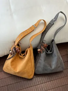 Grote Capaciteit Suède Draagtas Voor Vrouwen Slouchy Hobo Schoudertas Woon-werkverkeer Casual Onderarm Tas Verstelbare Riem