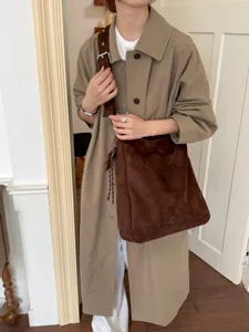 Casual suedine schoudertas voor dames, grote shopper tas voor dagelijks gebruik en werk.