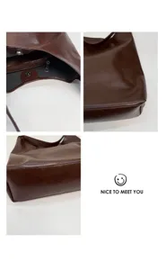 Bruine PU leren schoudertas voor dames, casual tote hobo tas, grote capaciteit voor dagelijks.