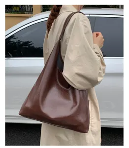Casual PU leer schoudertas voor vrouwen, grote zachte tote bag voor dagelijks werk en stijlvol reizen.