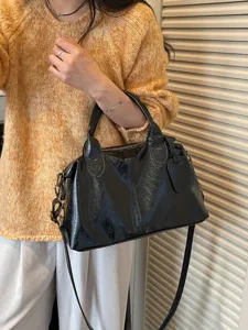 Vintage olie gewaxt leer Boston handtas, grote capaciteit schouder crossbody tas voor vrouwen