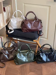 Vintage olie wax lederen Boston handtas voor dames, stijlvolle casual multi-kleur schoudertas tas.