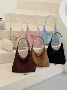 Dames Suede Schoudertas Grote Capaciteit Shopper Casual Hobo Tas Stijlvolle Handtas