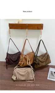 Vintage suède schoudertas grote capaciteit shopper casual oksel crossbody tas voor vrouwen