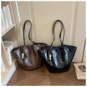 Gedetailleerd overzicht casual retro dames grote capaciteit tote tas vintage schoudertas