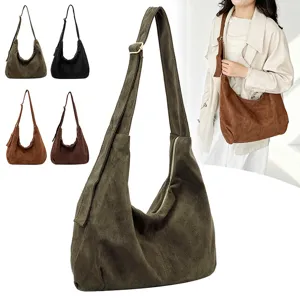 Kordsamt Umhängetasche für Damen, Retro Hobo Shopper Tasche, lässige große Freizeittasche, modisch.