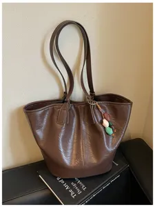 Casual vintage grote capaciteit shopper tas voor vrouwen PU lederen schoudertas