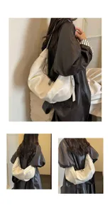 Koreaanse stijl slappe hobo schoudertas voor dames, casual grote capaciteit crossbody tas wit.