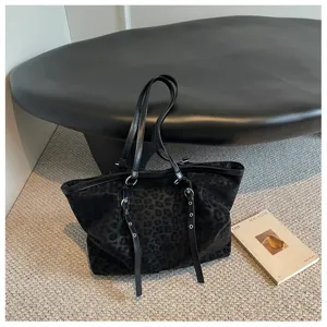 Vintage Leo-Print Tote Bag große Kapazität lässige Umhängetasche für Damen Alltag