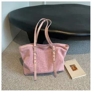 Rosa Leopardenmuster Damen Shopper, stylische lässige große Umhängetasche für den Alltag.