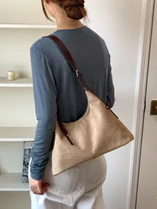 Koreaanse vintage retro suède schoudertas dames casual forens onderarm handtas chique