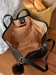 Retro oil wax leather tote bag for women large capacity shoulder bag casual underarm bag