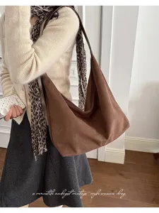 Vintage suède grote capaciteit schouder hobo tote tas casual veelzijdige crossbody tas