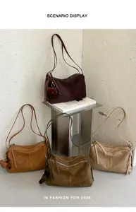 Retro minimalistische grote schoudertas, suède tote bag, casual onderarm crossbody tas.