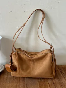 Dames Grote Capaciteit Suède Tote Bag Retro Eenvoudige Schoudertas Casual Onderarm Crossbody Tas Veelzijdige Zachte Suède Hobo Bag Dagelijks