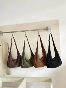Wildleder Hobo Umhängetasche für Damen, lässige Retro Umhängetasche mit großem Fassungsvermögen.