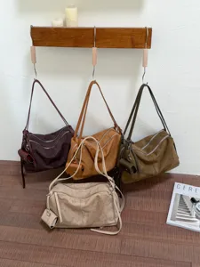 Retro minimalisten grote suède schoudertas vrouwen veelzijdige casual slouchy tote tas