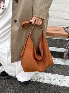 Retro suède hobo schoudertas grote capaciteit casual okseltas shopper tas voor dames dagelijks.