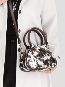 Retro geplooide luipaardprint handtas vrouwen mode schouder crossbody wolktas dagelijks
