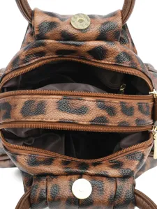 Retro luipaard print wolk handtas met dubbele rits, stijlvolle herfst schoudertas.