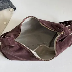 Vintage Wildleder Umhängetasche für Damen, große Kapazität Hobo Tasche von oben mit Innenfach