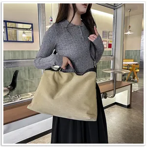 Casual Japanse stijl canvas shopper tas detail, grote praktische schoudertas.