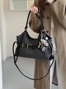 Koreaanse pinstripe tote tas voor dames, chique schoudertas en ruime crossbody tas.