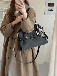 Koreaanse stijl gestreepte shopper tas voor dames, grote schouder- en crossbody tas.
