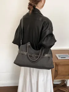 Koreaanse gestreepte tote bag voor dames, grote schoudertas voor dagelijks gebruik.