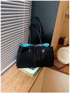 Koreaanse stijl contrastkleur shopper tas voor vrouwen, modieus ontwerp grote capaciteit schoudertas.