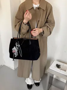Zwarte grote tote bag vintage casual schoudertas voor dames dagelijks gebruik stijl