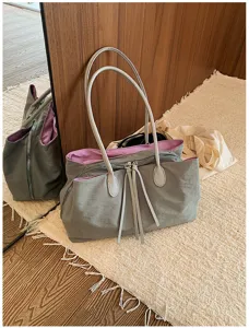 Koreaanse stijl casual color-block shopper, grote stijlvolle schoudertas voor dames.