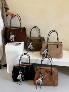Vintage grote suide shopper tas voor dames, casual schoudertas voor dagelijks werk.