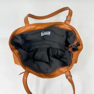 Bruine PU leer shopper tas voor vrouwen grote capaciteit schoudertas casual handtas