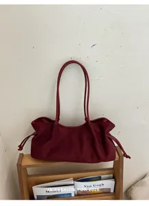 Minimalistische suède tote schoudertas casual grote capaciteit stijlvolle Koreaanse damestas