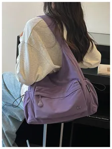 Borsa a tracolla minimalista casual da donna, grande borsa hobo da lavoro con tasca frontale.