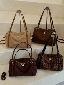Grote suède Boston schoudertas grote capaciteit casual crossbody handtas voor dames mode