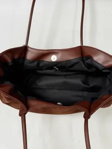 Bruine suède shopper tas minimalistische schoudertas voor dames grote capaciteit casual