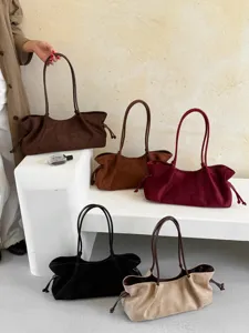 Koreaanse stijl suèdine shopper minimalistische casual schoudertas grote handtas voor vrouwen