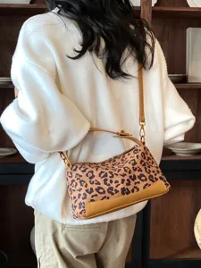 Retro panterprint schoudertas dames veelzijdige crossbody tas grote capaciteit kussen