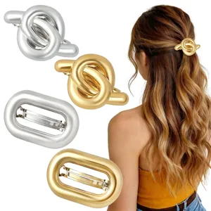 Fermaglio per capelli in metallo minimalista elegante design nodo geometrico accessorio donna