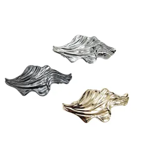 Geometric liquid metal hair clip set, abstract water wave spring barrettes in 3 colors.