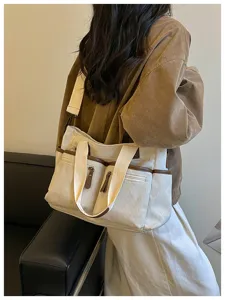 Corduroy multi-pocket shopper stijlvolle casual schoudertas grote capaciteit voor dames.